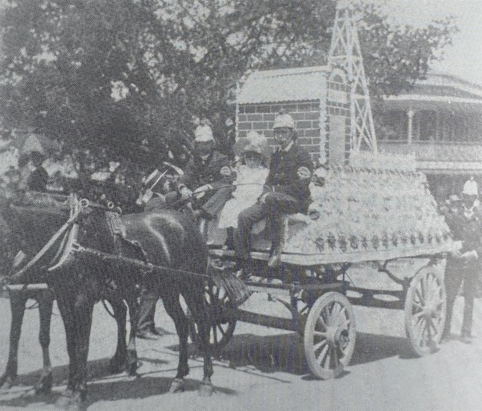 The brigade taking part in an early street parade (photo approx. 1910)